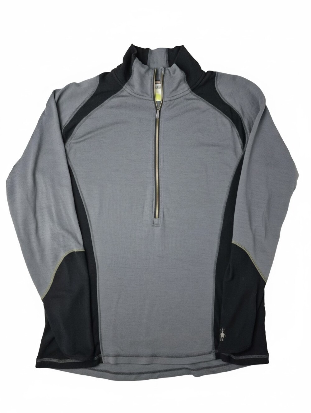 Smartwool Men's 100% Merino Wool 1/4 Zip Base Layer Top Gray Black XL